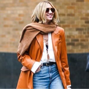 New England Sportswear Company Vintage Orange Button Front Leather Jacket